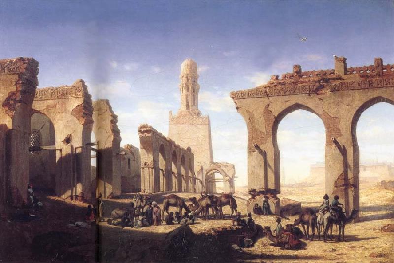 Prosper Marilhat The Ruins of the El Hakim Mosque in Cairo Germany oil painting art